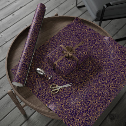 Golden Amethyst Radiance Mandala Wrapping Paper