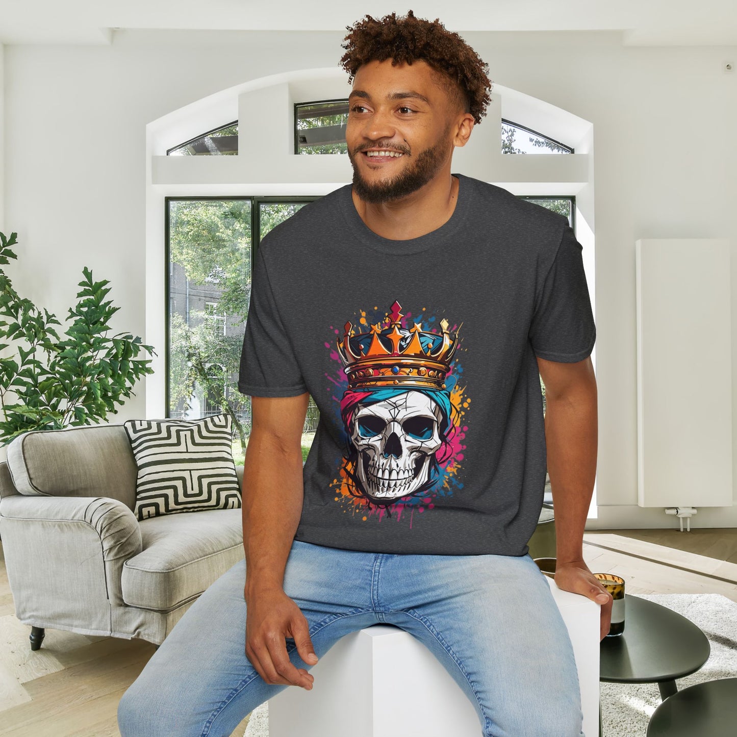 Colorful Crowned Skull Adult T-shirt