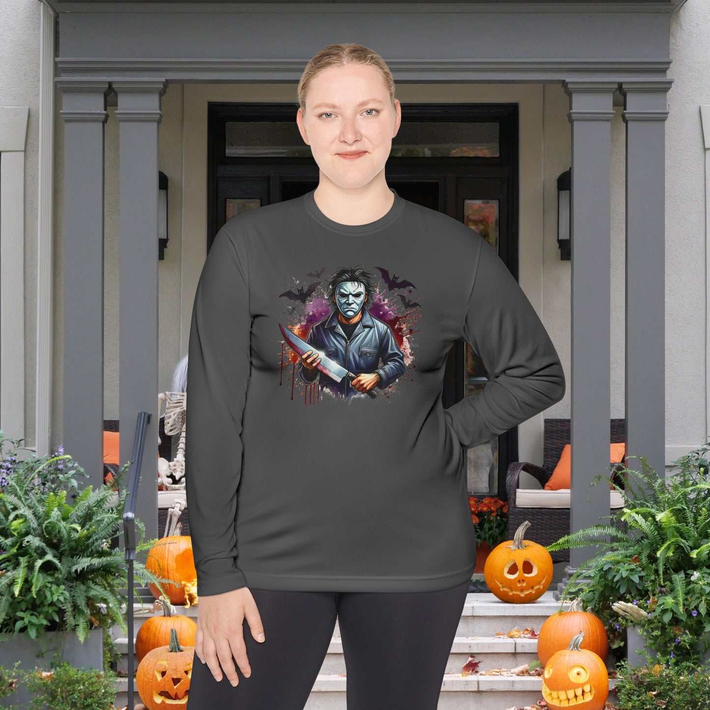 Creepy Halloween Killer Unisex Lightweight Long Sleeve Tee