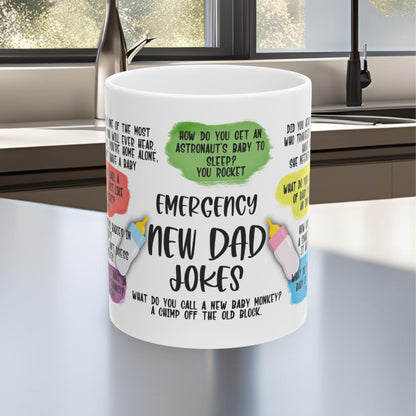 Emergency New Dad Jokes Ceramic Mug, (11oz, 15oz)