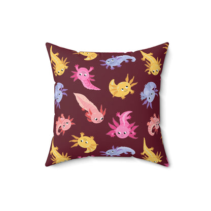 Crimson Axolotls Throw Pillow