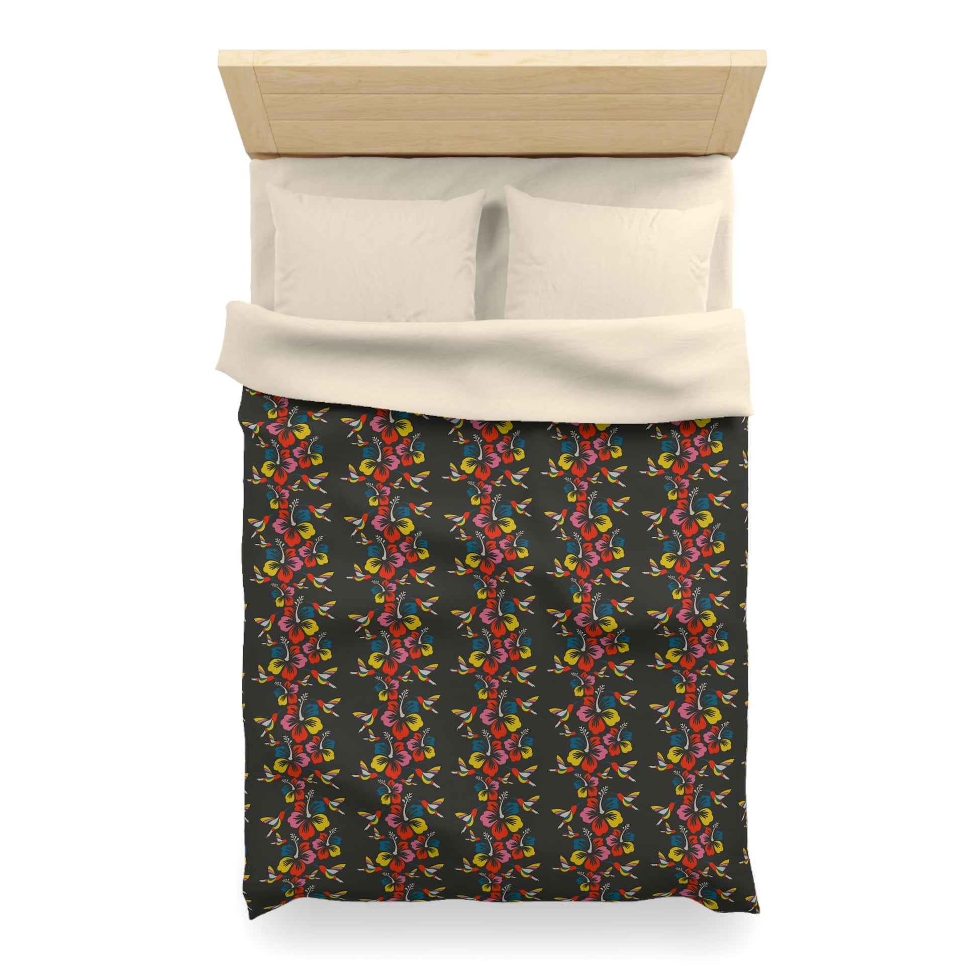 Hummingbirds & Hibiscus Flowers Microfiber Duvet Cover