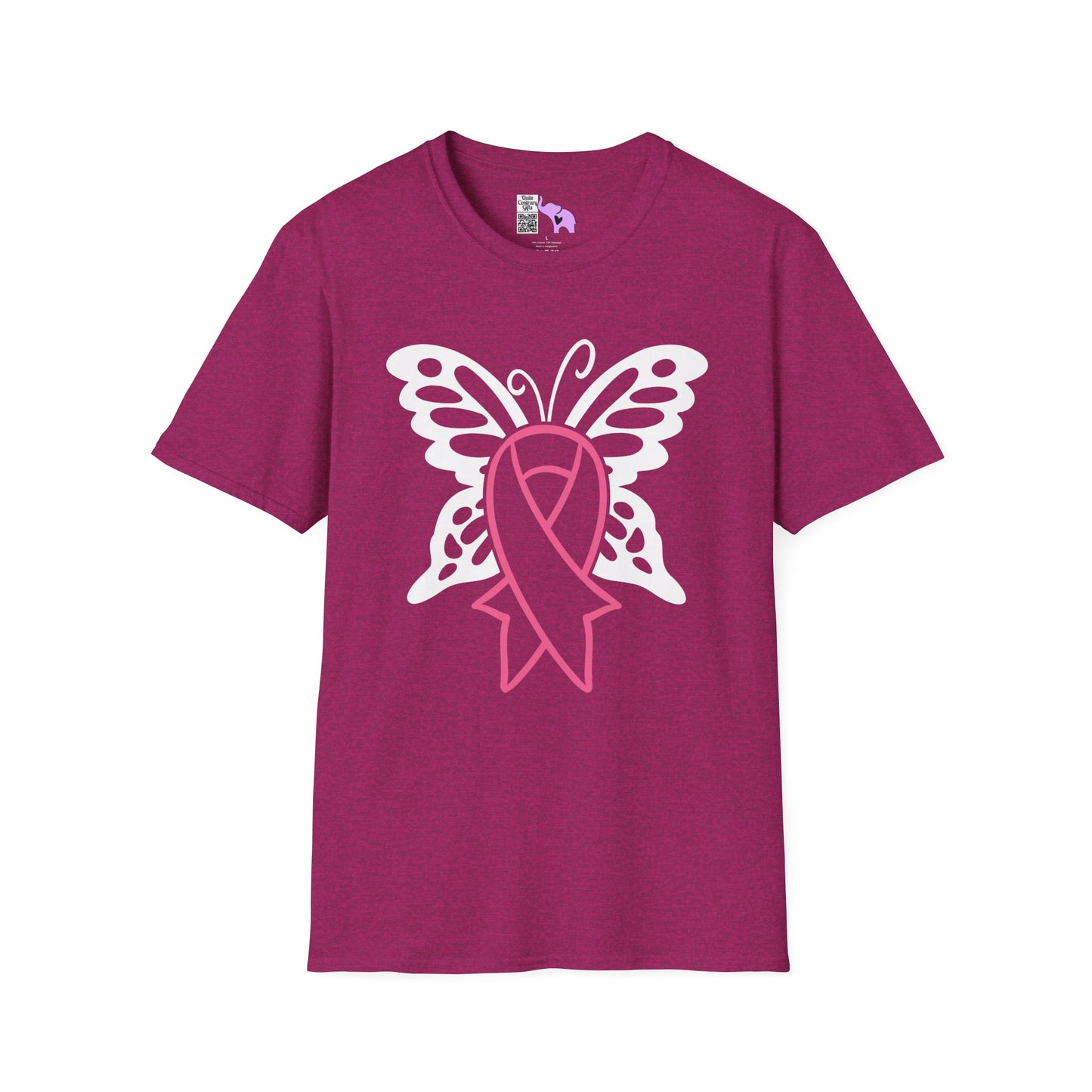 Butterfly Pink Support Ribbon Adult T-shirt