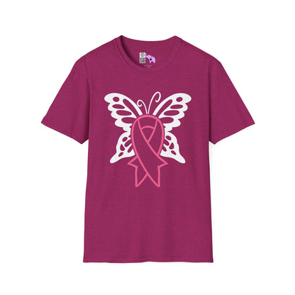 Butterfly Pink Support Ribbon Adult T-shirt