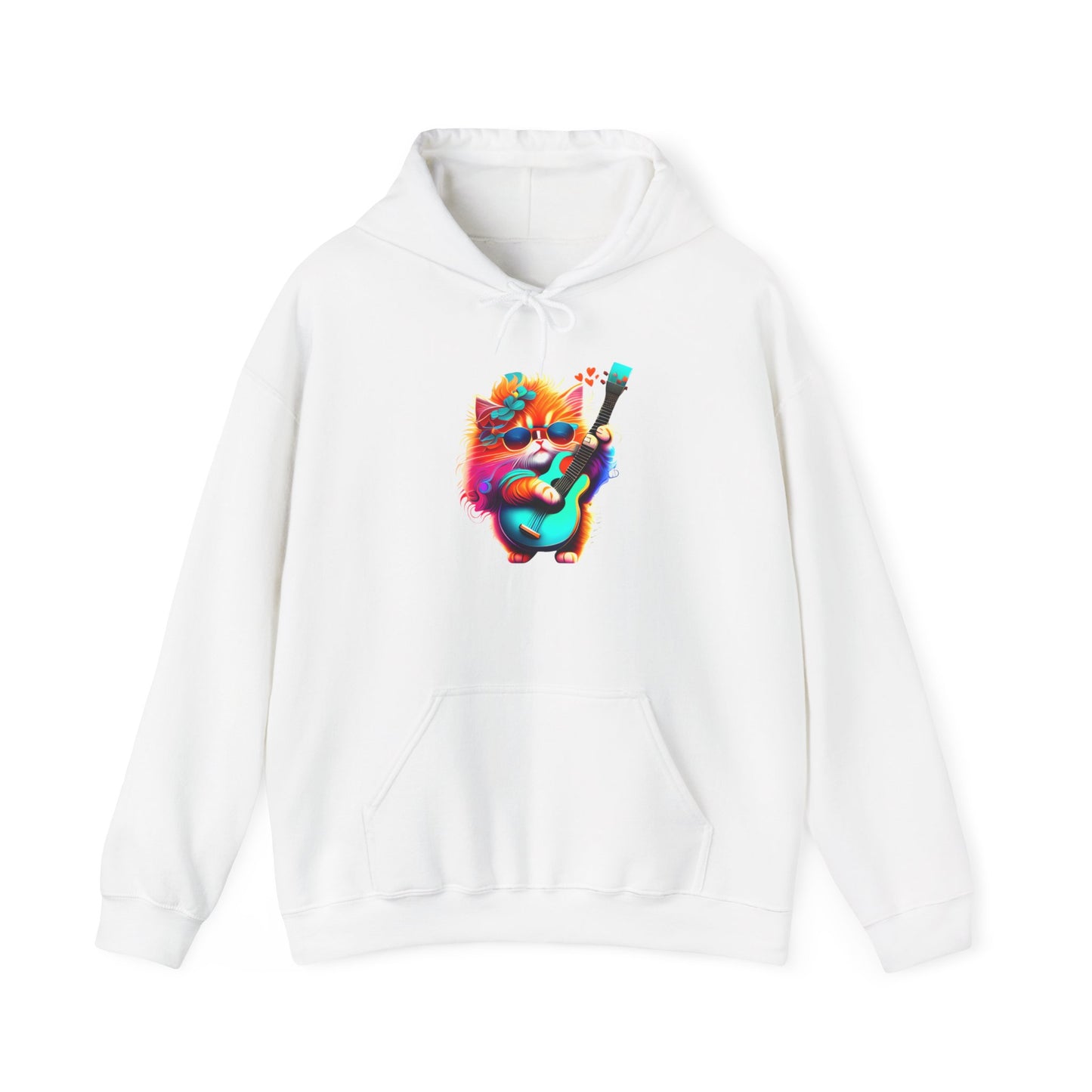 Colorful Guitar Kitten Heavy Blend™ Hooded Sweatshirt