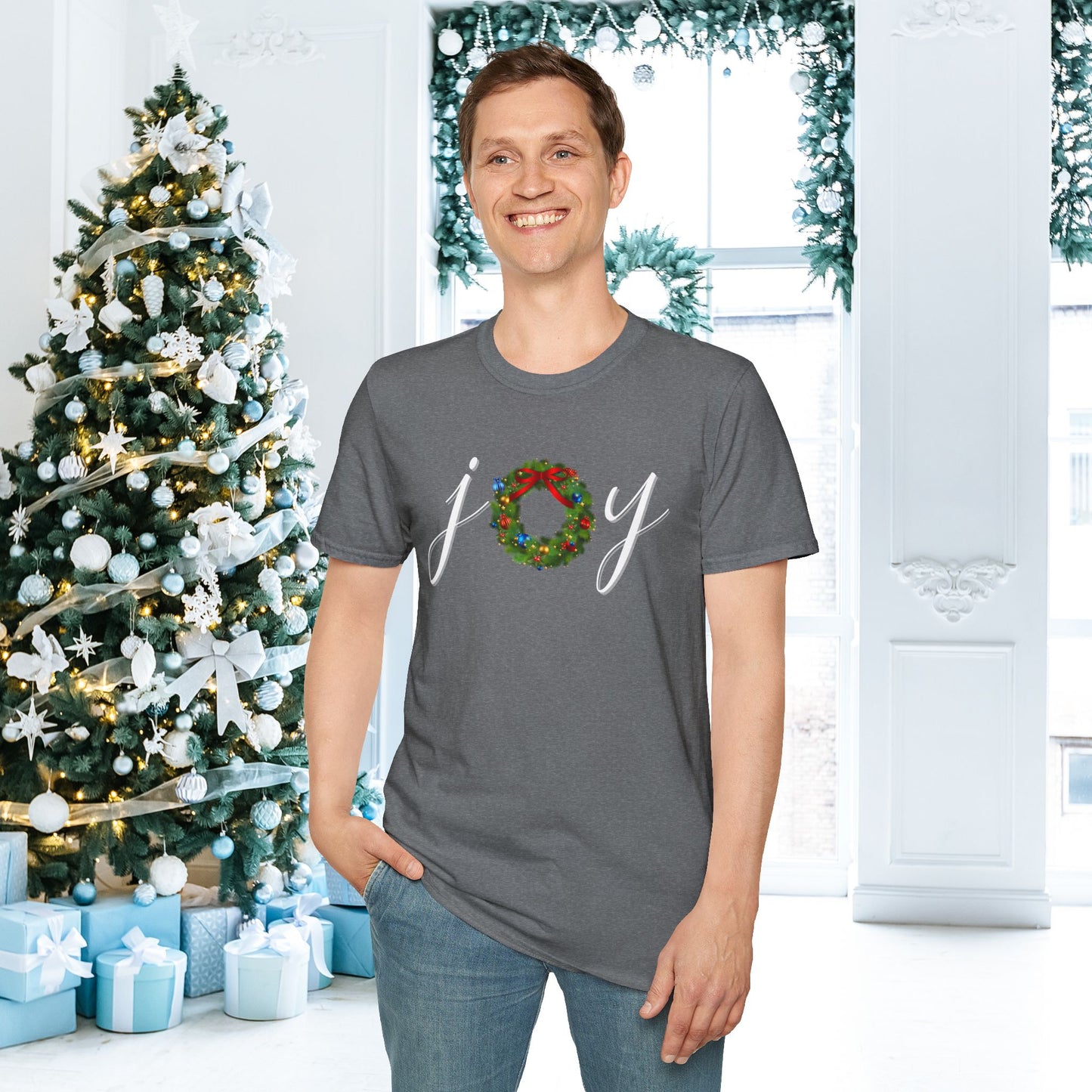 Joy with Wreath Adult T-shirt