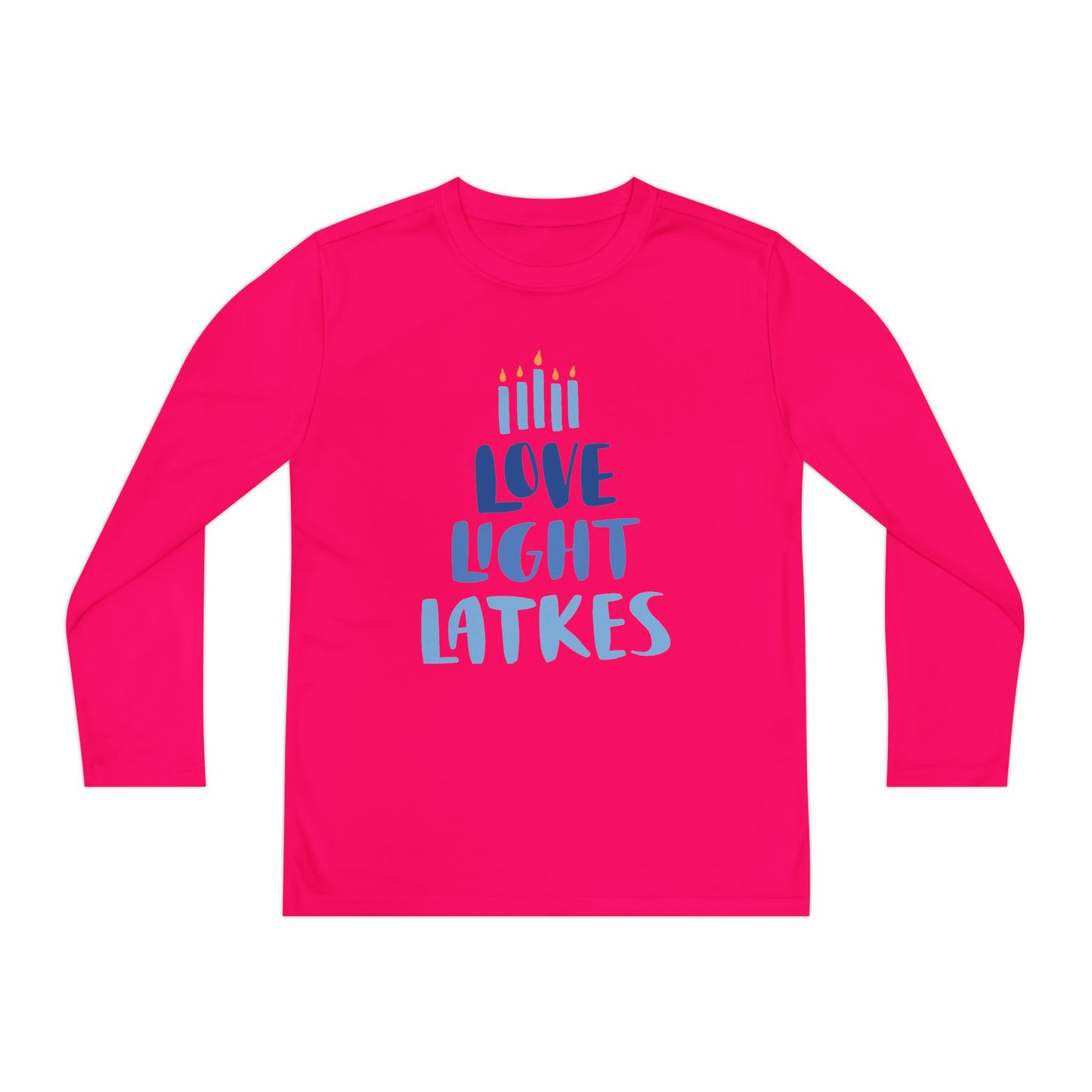Hanukkah Love Light Latkes Youth Long Sleeve Tee