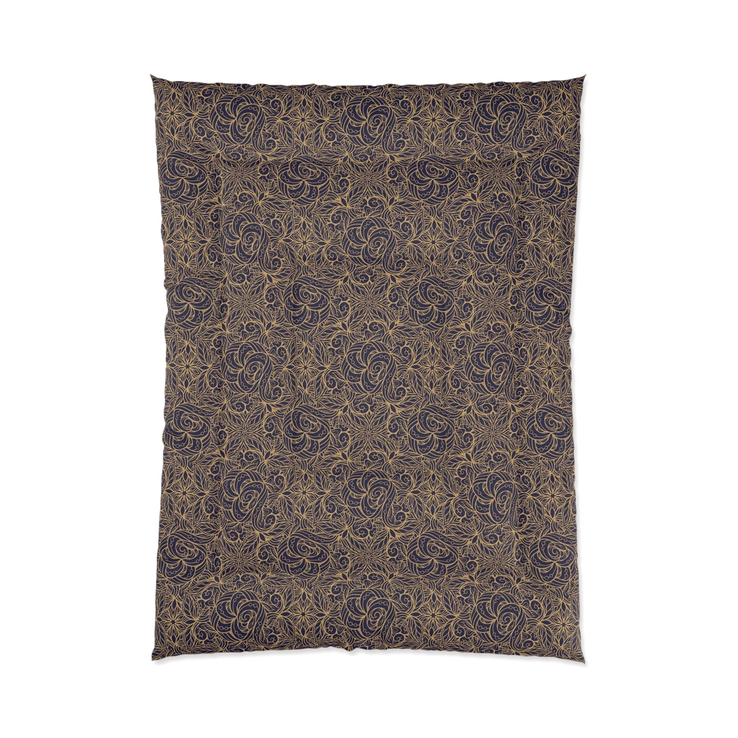 Golden Midnight Radiance Mandala Comforter