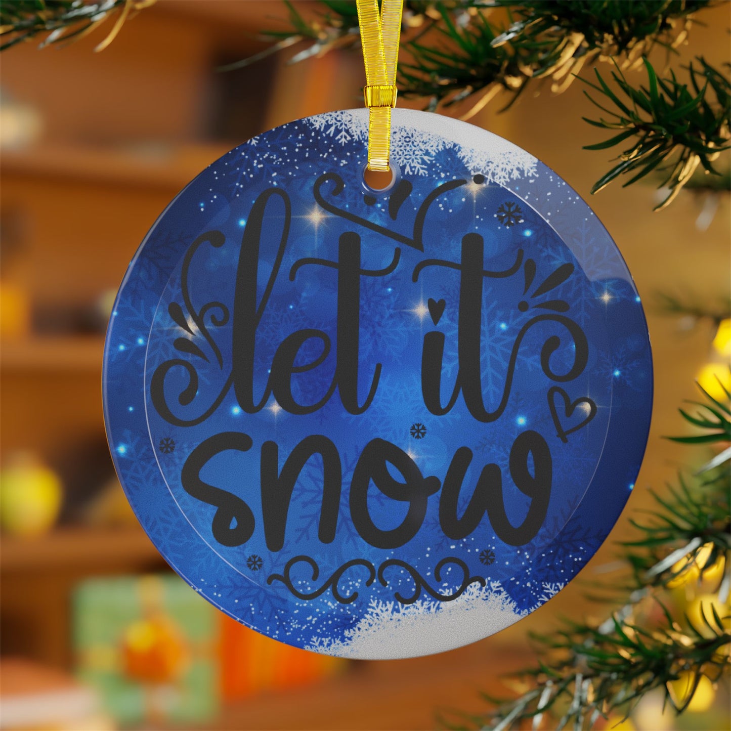 Let It Snow Glass Ornament