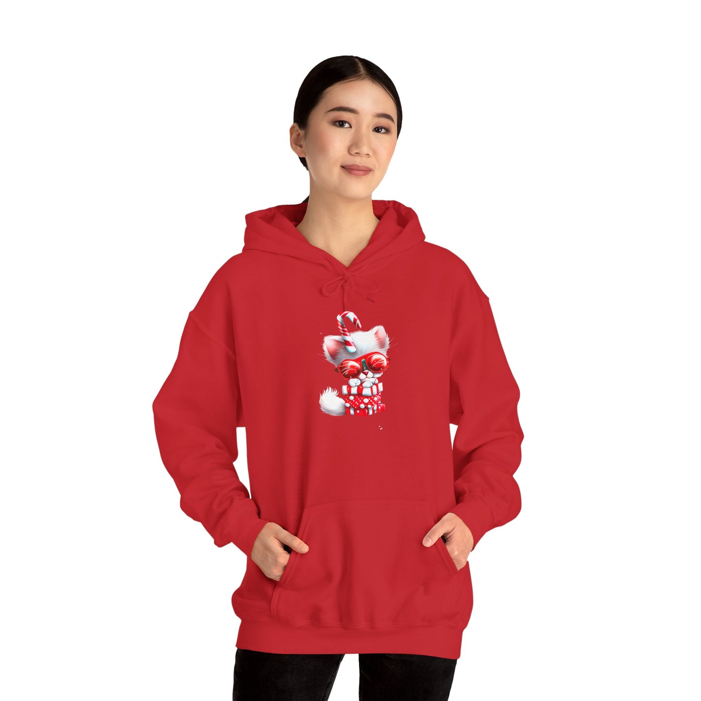 Candy Cane Kitten Heavy Blend™ Hooded Sweatshirt