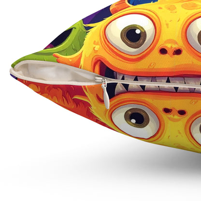 Happy Little Monsters Throw Pillow