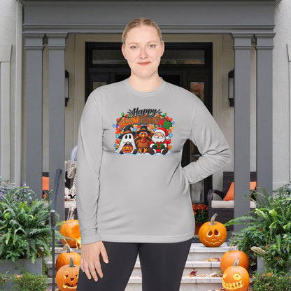 Happy Hallowthanksmas (String Lights) Adult Long Sleeve Tee