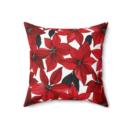 Inked Poinsettias Throw Pillow