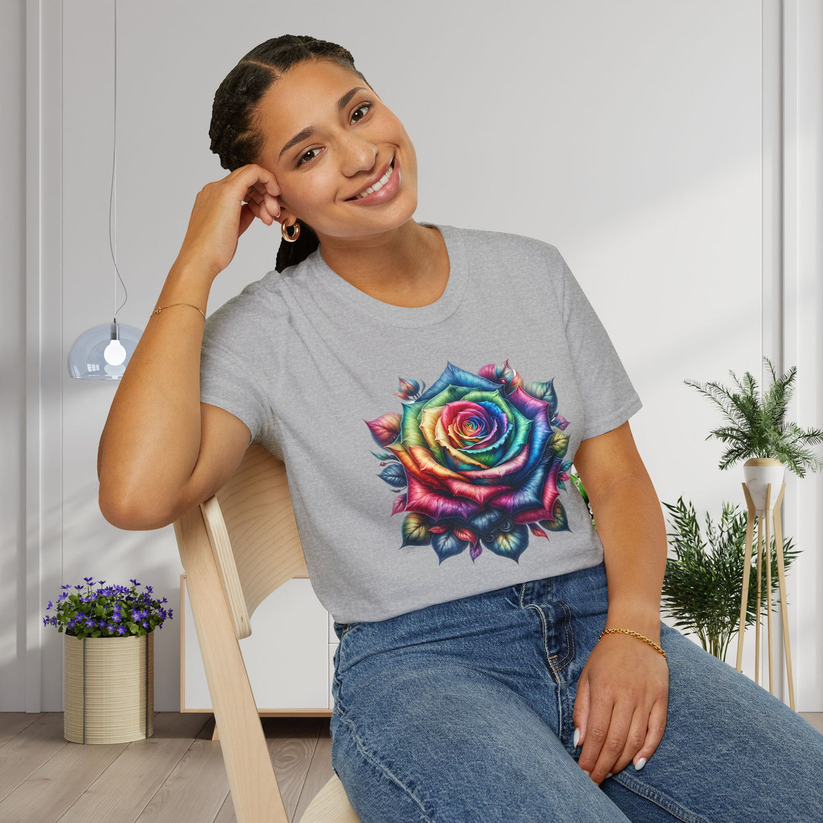 Colorful Rose Adult T-shirt