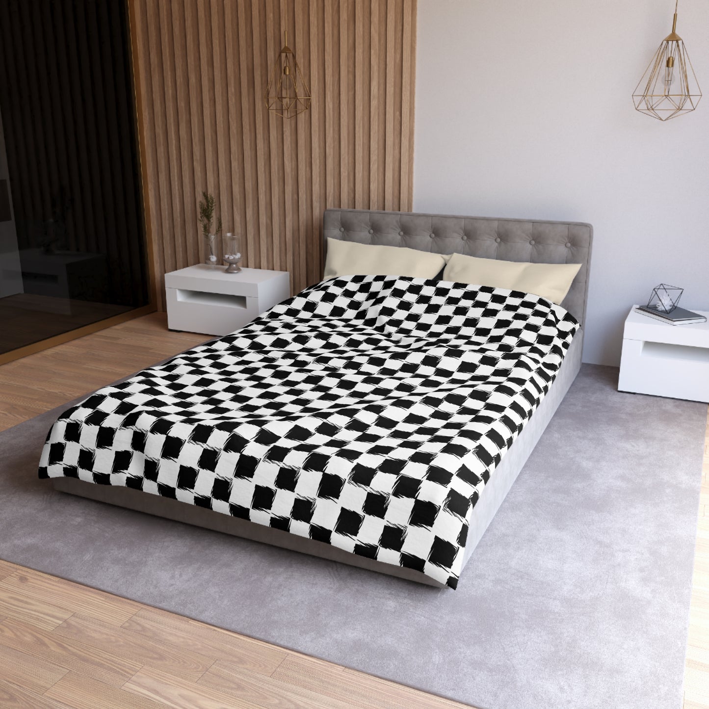 Distorted Check Microfiber Duvet Cover