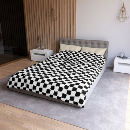 Distorted Check Microfiber Duvet Cover