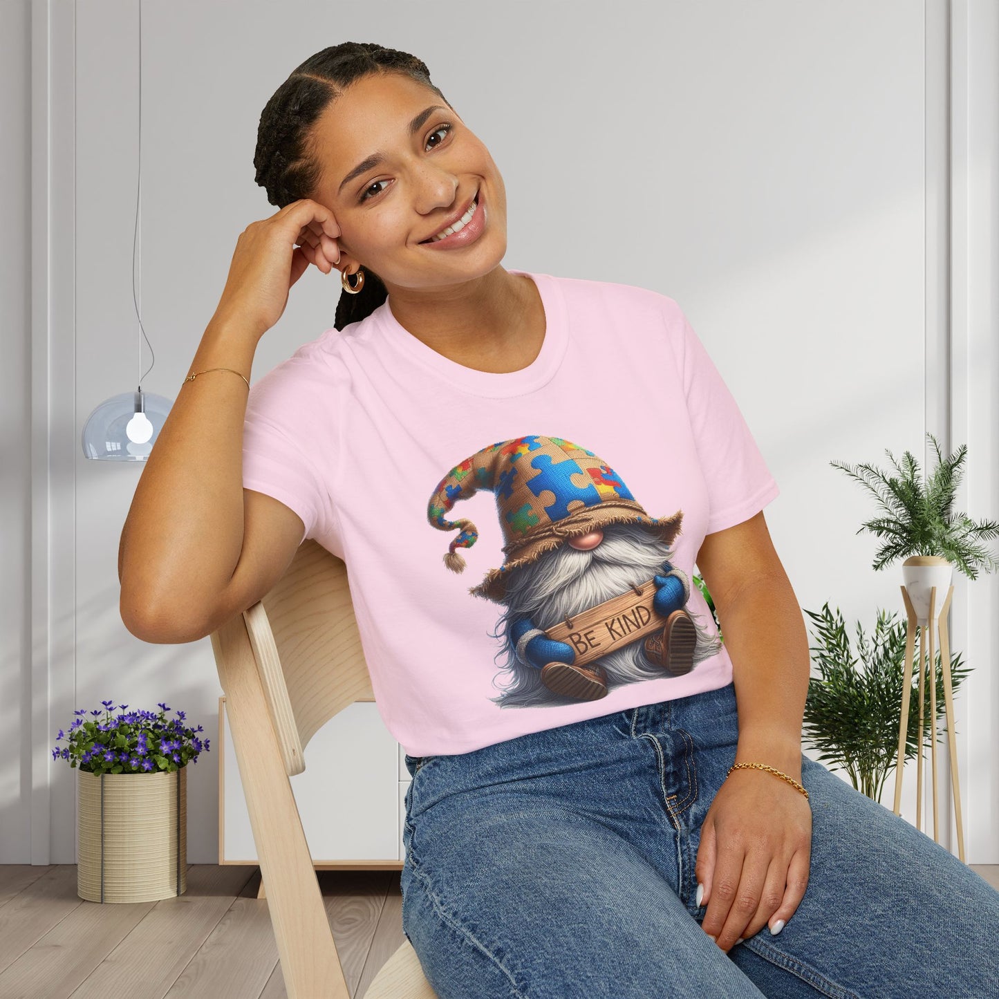 Be Kind Autism Awarness Gnome Adult T-shirt