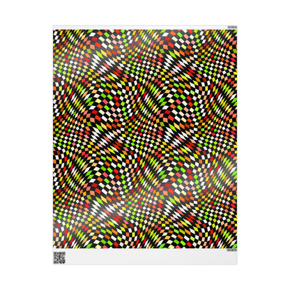 Warped Yellow/Green Checkered Wrapping Paper