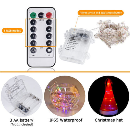 Santa Hat String Lights with Bells