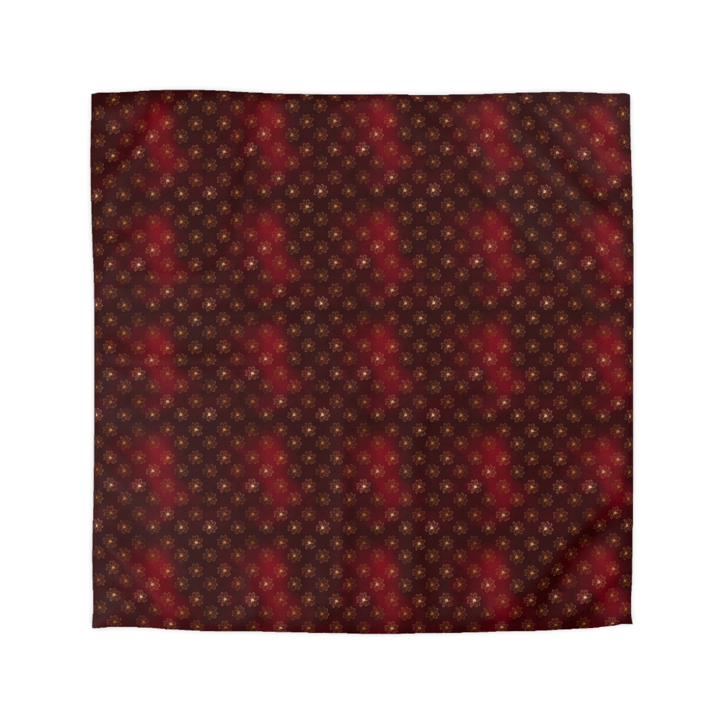 Crimson Gilded Daisies Duvet Bedding Set