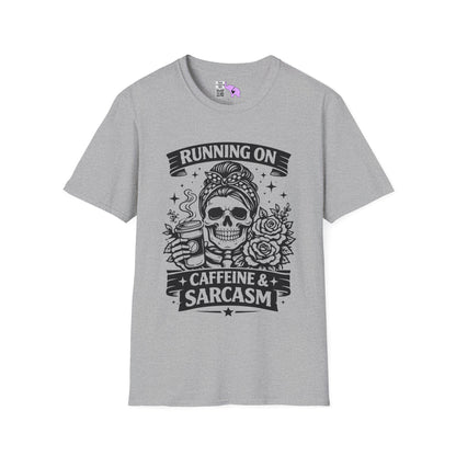 Running On Caffeine & Sarcasm Adult T-shirt