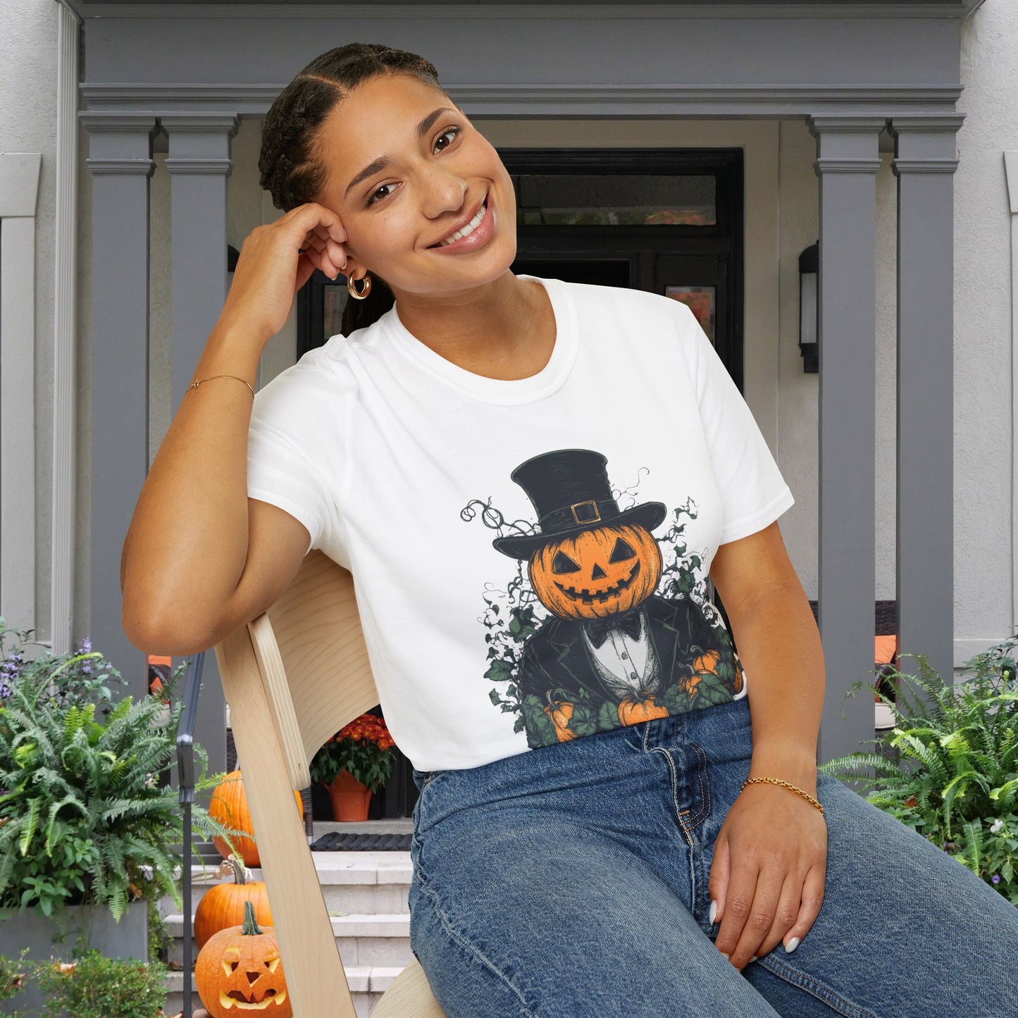 Halloween Pumpkin Man Adult T-shirt