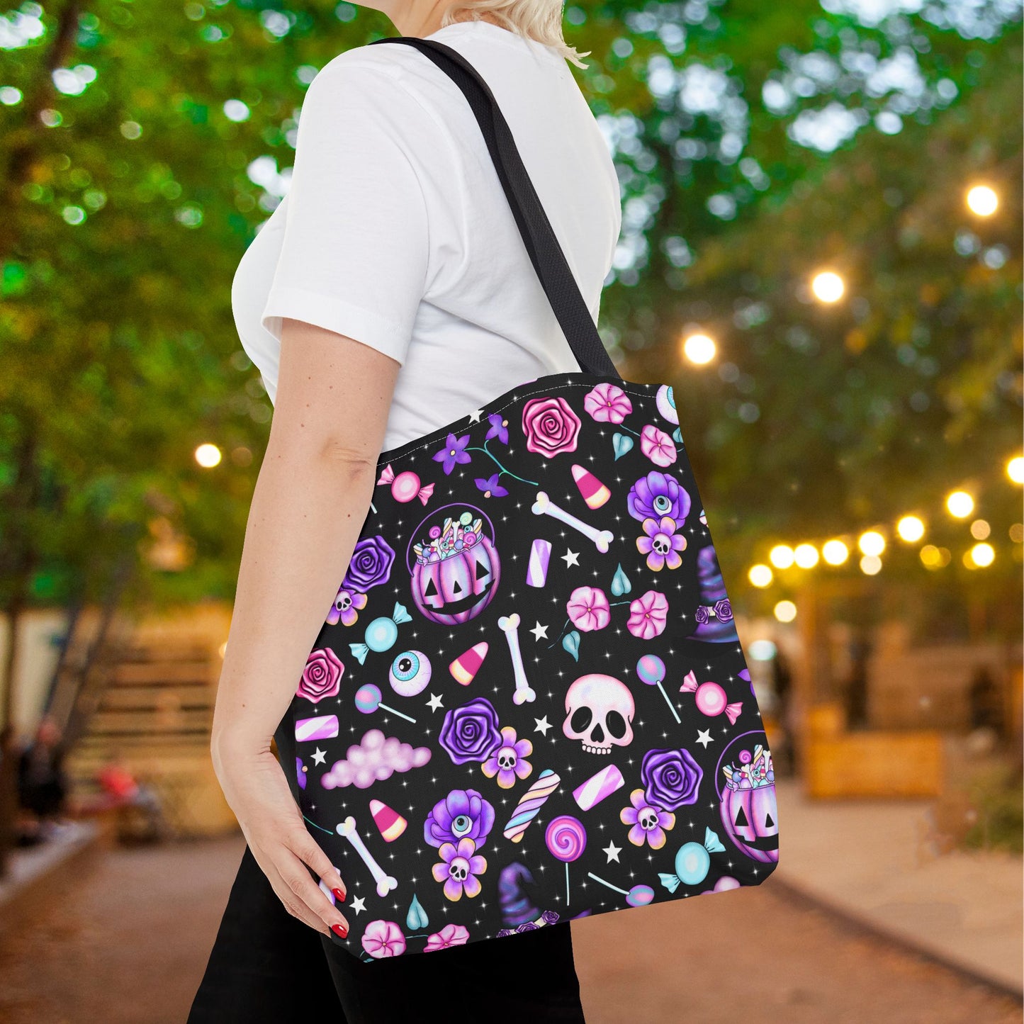 Candy Skulls & Bones Canvas Tote Bag