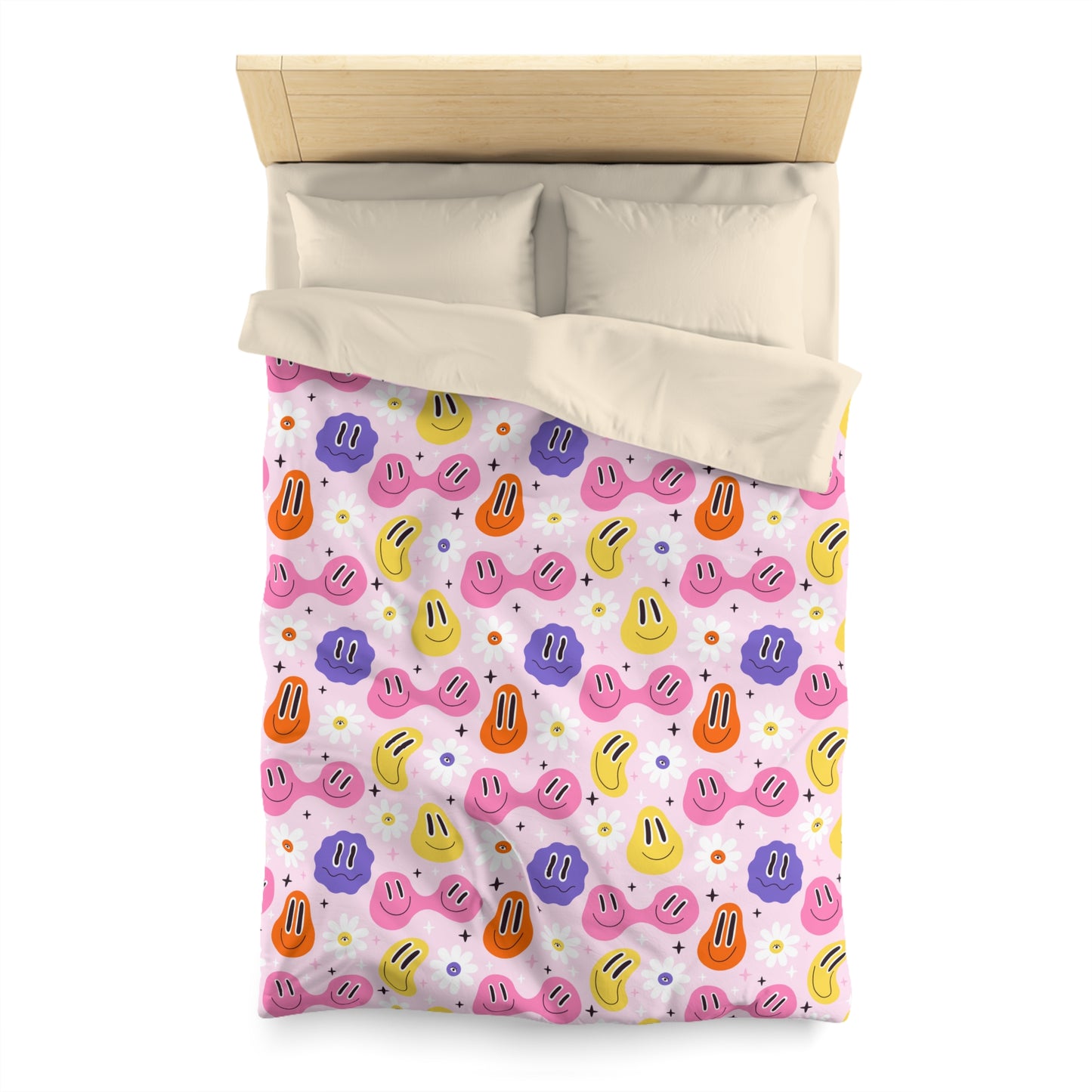 Whimsical Smiley Faces Microfiber Duvet Cover