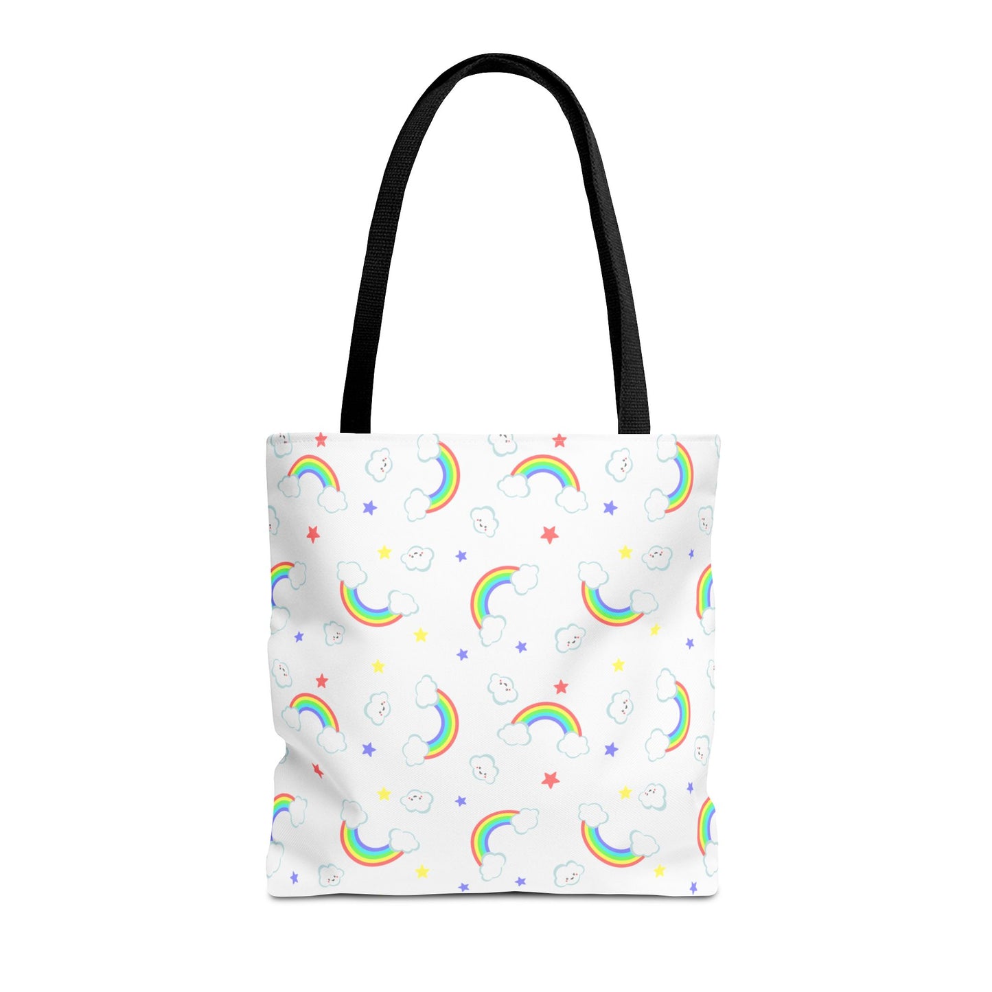 Rainbow Smiles & Stars Canvas Tote Bag