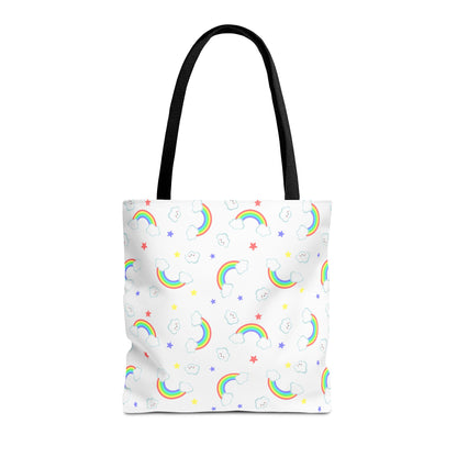 Rainbow Smiles & Stars Canvas Tote Bag