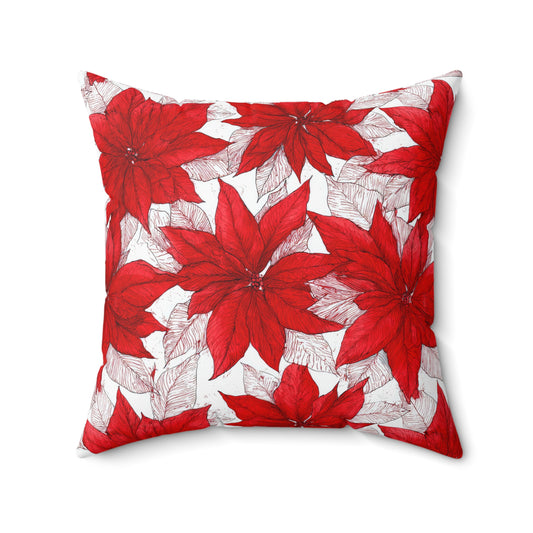 Christmas Blossom Sketch Throw Pillow