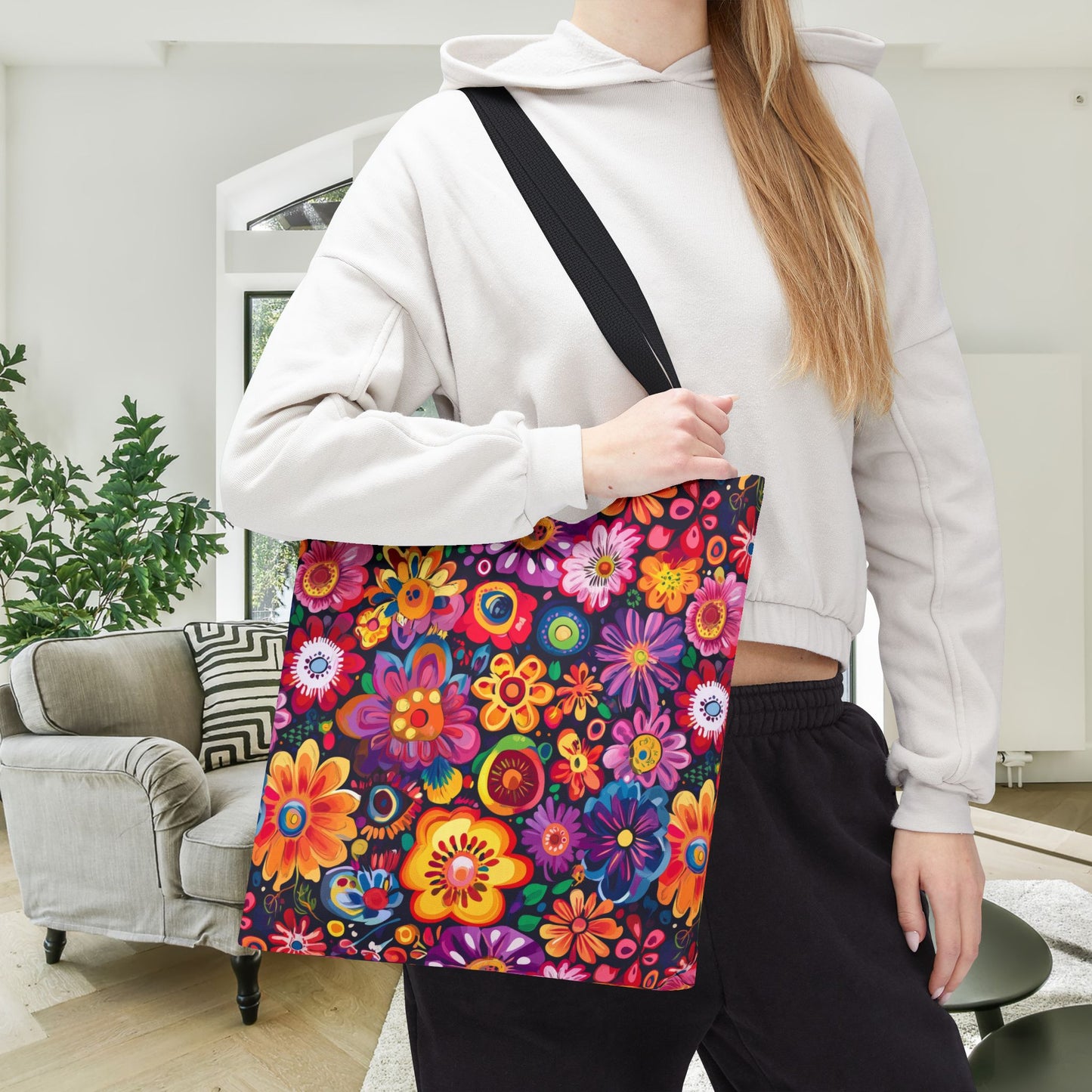 Floral Fiesta Canvas Tote Bag