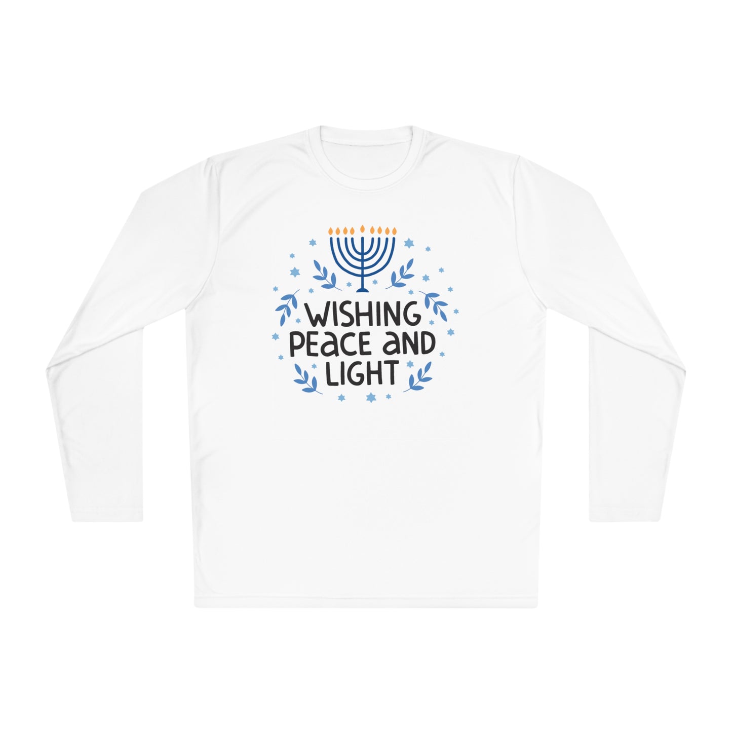 Hanukkah Wishing Peace & Light Adult Long Sleeve Tee