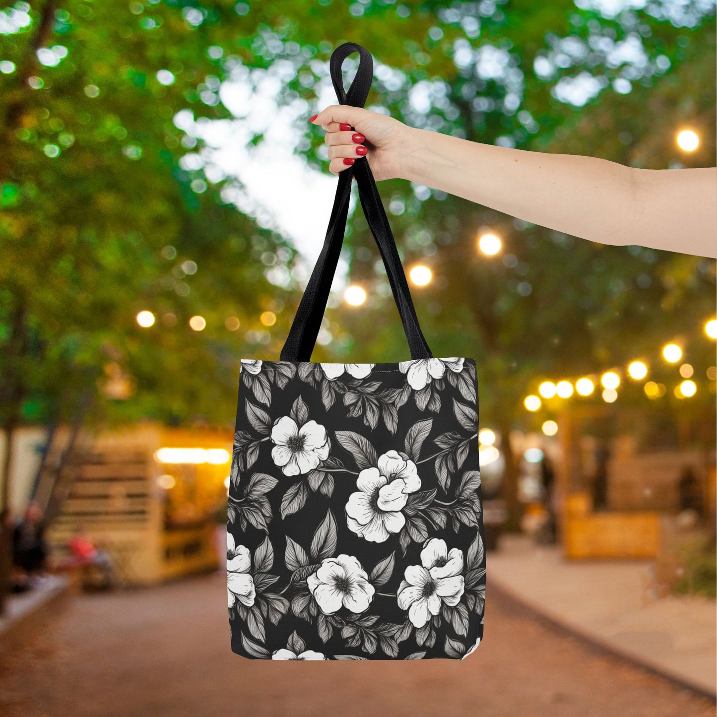 Black & White Daisies Canvas Tote Bag