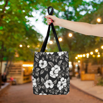Black & White Daisies Canvas Tote Bag