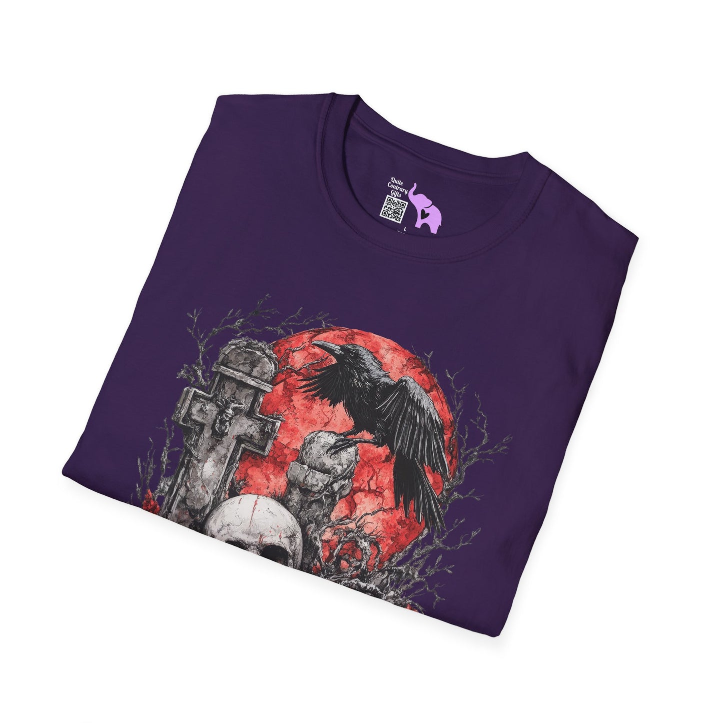 Halloween Graveyard w/Skull Adult T-shirt