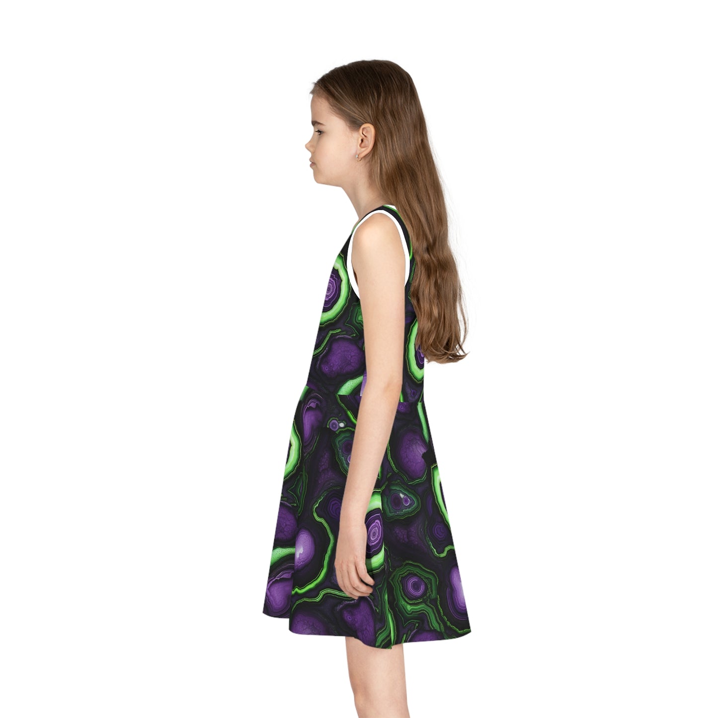 Amethyst & Lime Fracture Girls' Sleeveless Sundress
