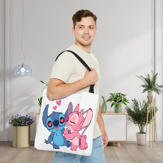 Valentines Stitch Kiss Canvas Tote Bag