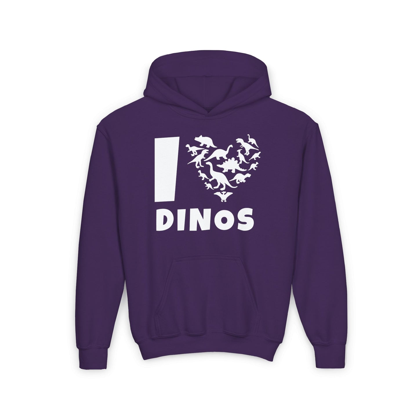 I Love Dinos (Dino Heart) Youth Heavy Blend Hoodie