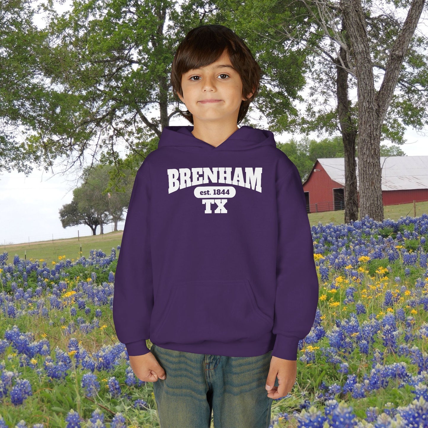 Brenham Tx Est. 1844 Youth Heavy Blend Hoodie