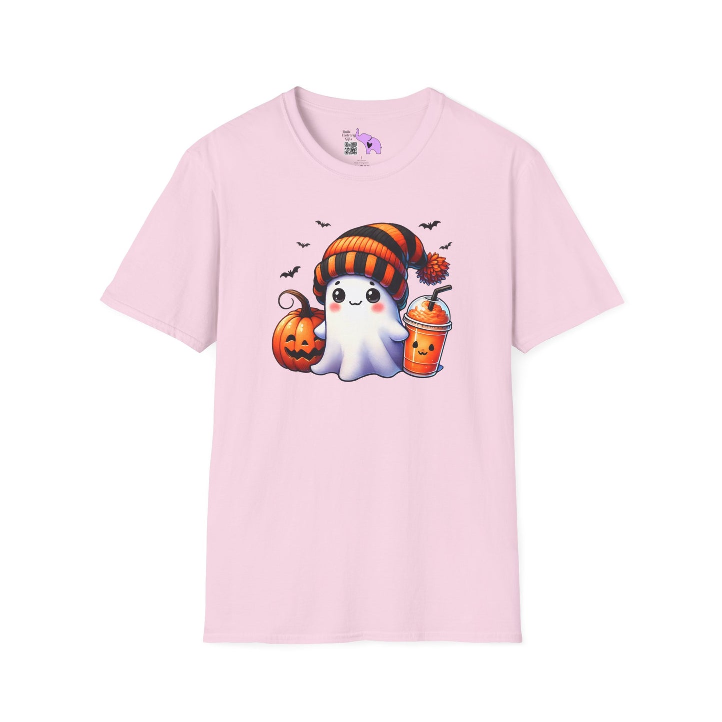 Cute Ghost w/Pumpkins Adult T-shirt