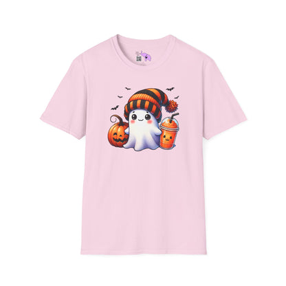 Cute Ghost w/Pumpkins Adult T-shirt