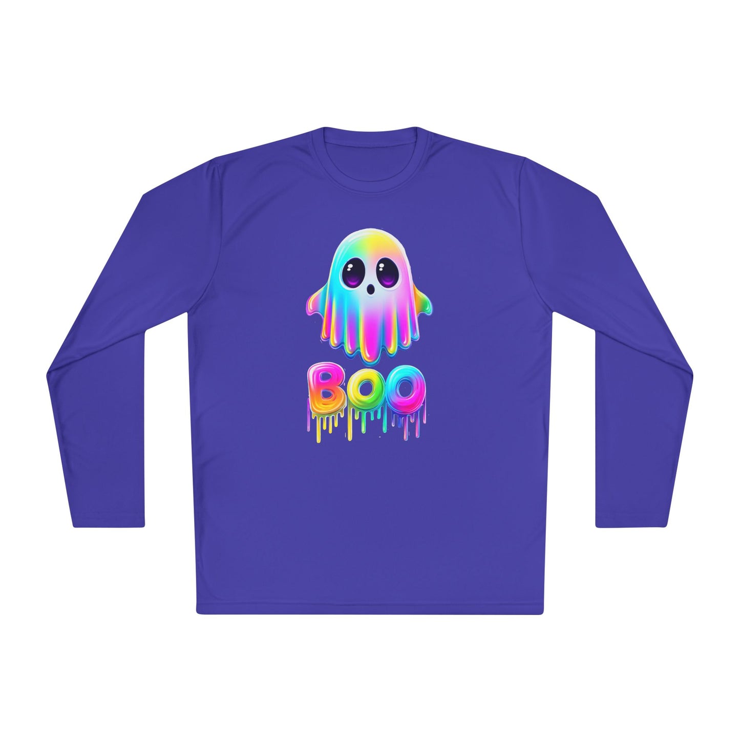Neon Ghostly Boo Adult Long Sleeve Tee