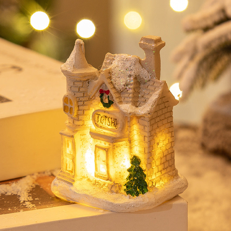 Small Christmas LED Light Up Resin House Village