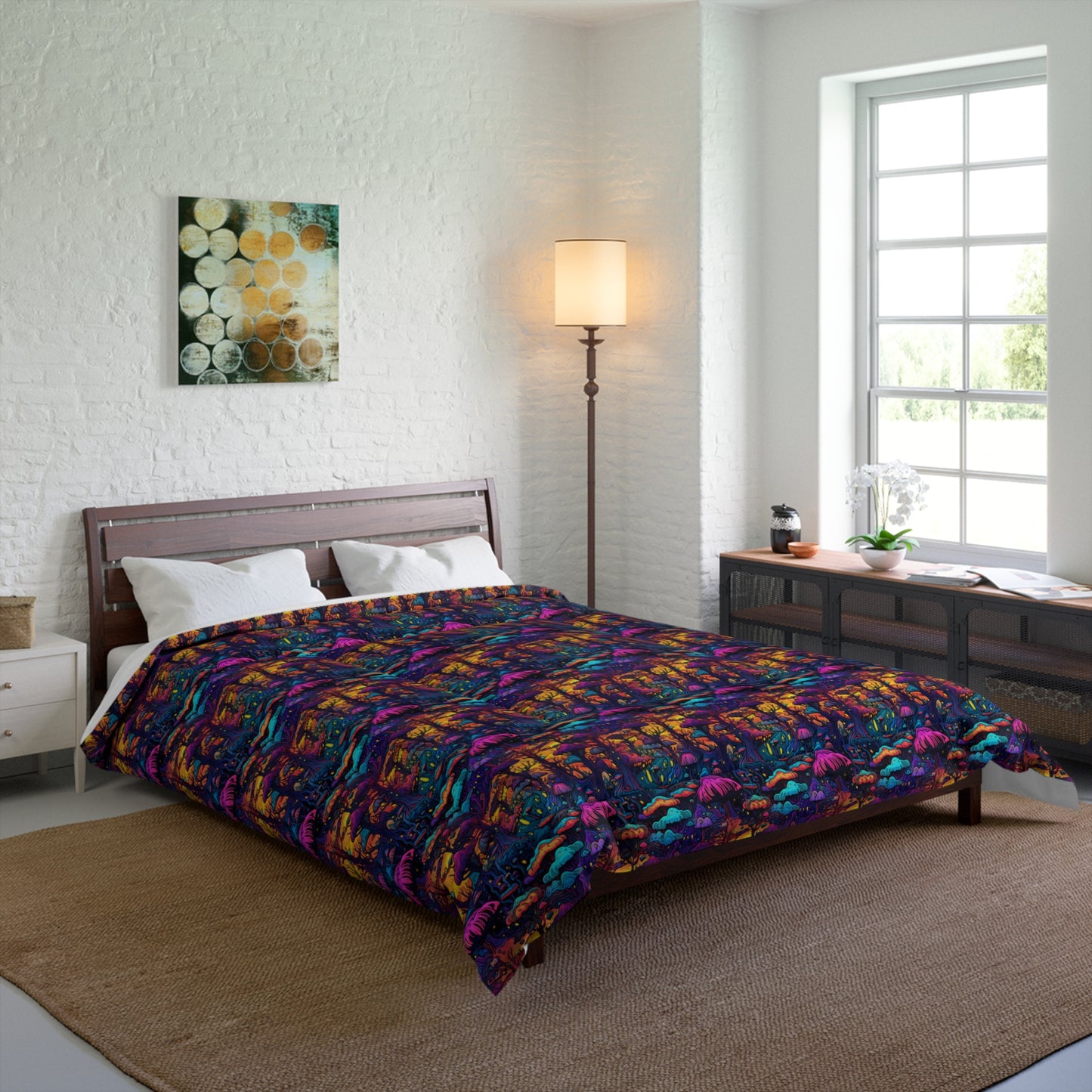 Psychedelic Spore Forest Comforter