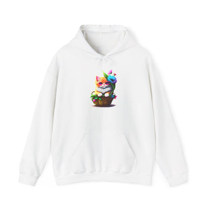 Cute Colorful Kitten in Flowers 2 Heavy Blend™ Hooded Sweatshirt