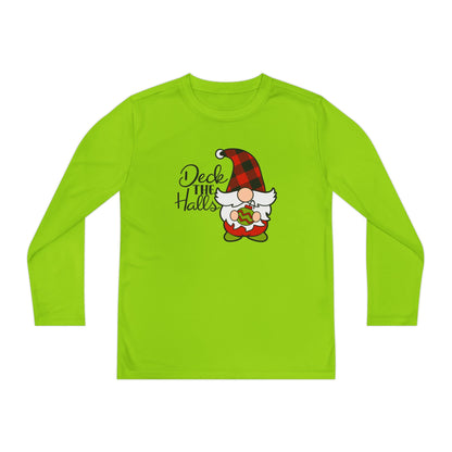 Deck the Halls Plaid Gnome Youth Long Sleeve Tee