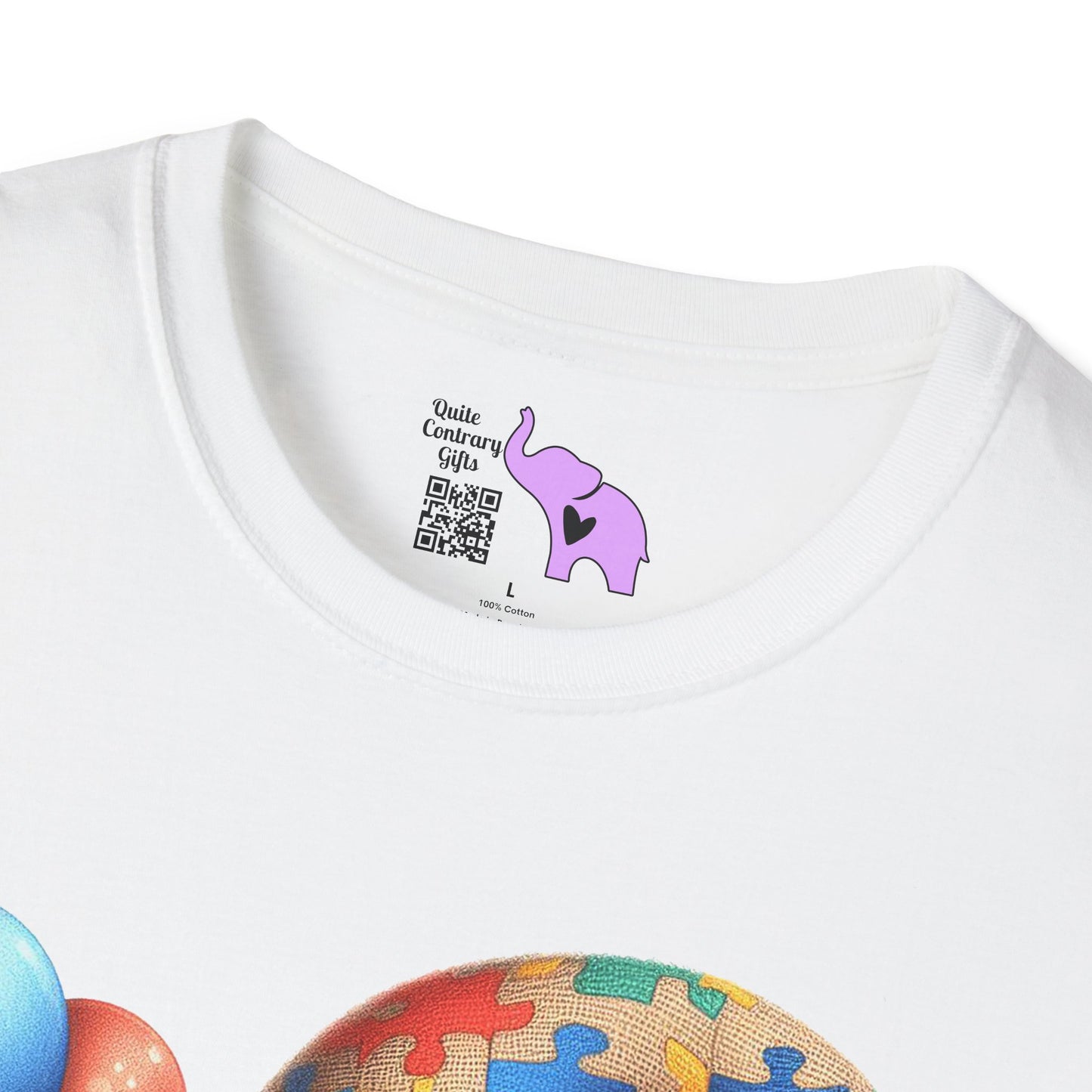 Autism Awarness Gnome w/Balloons Adult T-shirt
