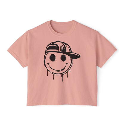 Melty Smiley Face w/Hat Women's Boxy Tee