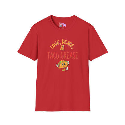 Love, Peace, & Taco Grease Adult T-shirt